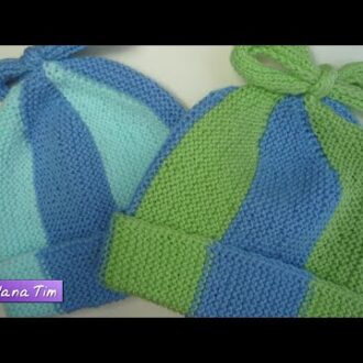 Шапочка для новорожденного от 0 до 3 месяцев спицами