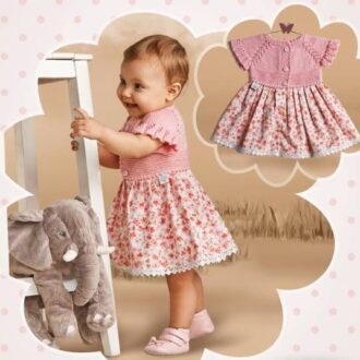 Вяжем комбинированное платье для малышки