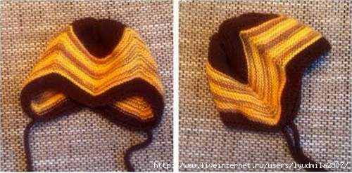 Детская шапочка с мысиком (спицы)