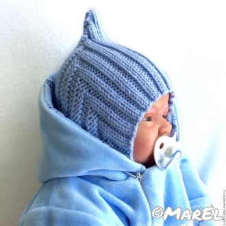Шапочка для новорожденного — Эльф — (вязание спицами)