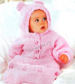 Конверт спицами «Розовый мишка»