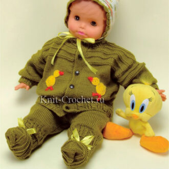 Костюм для ребенка (6-9 месяцев) спицами