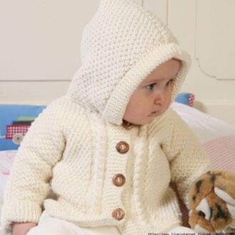 Жакет с капюшоном для малышей от 1-3 месяцев до 3-4 лет (Вязание спицами) — Журнал Вдохновение Рукодельницы