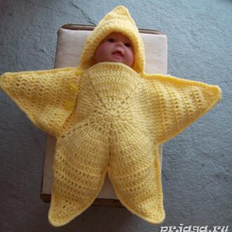 Конверт для новорожденного крючком «Звездочка»