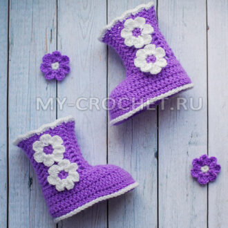 Пинетки-сапожки крючком, мастер-класс для начинающих