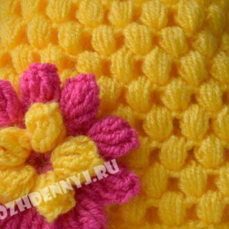 Шапочка пышными столбиками крючком для девочки — схема и фото мастер класс
