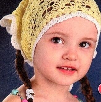 Косынка крючком для девочки — 7 вязаных летних моделей со схемами