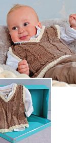 Вязаная жилетка для новорожденного спицами